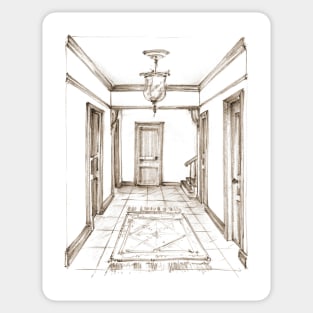 Classic Hallway. Pencil sketch Sticker